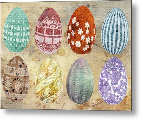 Easter Metal Print featuring the mixed media Old Fashioned Easter Eggs by Moira Law