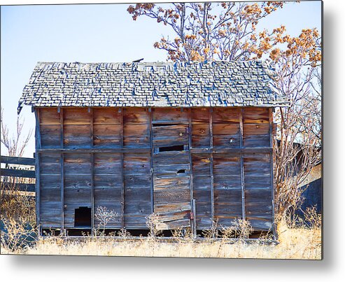 Wood Metal Print featuring the photograph Old small barn by Dart Humeston
