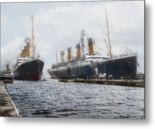 Steamer Metal Print featuring the digital art Olympic and Titanic by Geir Rosset