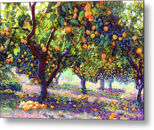 Landscape Metal Print featuring the painting Orange Grove of Citrus Fruit Trees by Jane Small