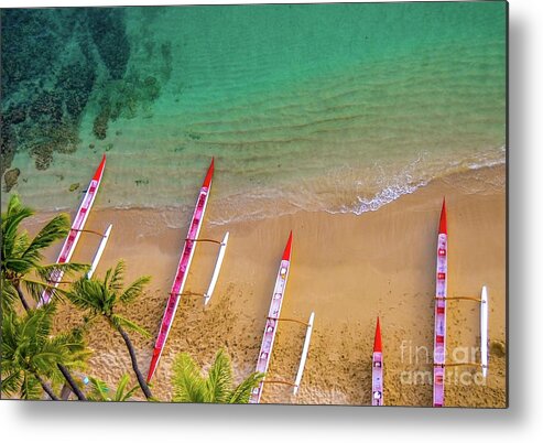 Outrigger Metal Print featuring the photograph Outrigger Canoes - South Shore Beach by D Davila