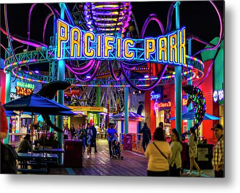 Santa Monica Pier Metal Print featuring the photograph Pacific Park - On The Pier by Gene Parks