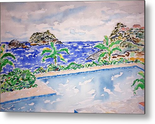 Watercolor Metal Print featuring the painting Pacific Pool by John Klobucher