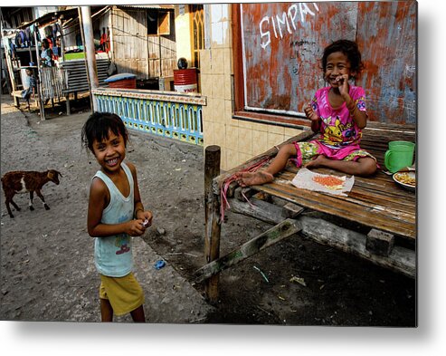 Local Metal Print featuring the photograph Party Of Two - Sea Gypsy Village, Flores Island, Indonesia by Earth And Spirit