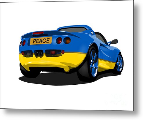 Peace Metal Print featuring the digital art Peace Please - S1 Series One Elise Classic Sports Car by Moospeed Art