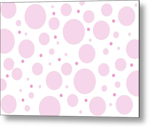Pink Metal Print featuring the digital art Pink Polka Dots by Amelia Pearn