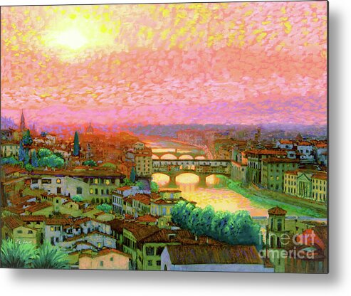 Italy Metal Print featuring the painting Ponte Vecchio Sunset Florence by Jane Small