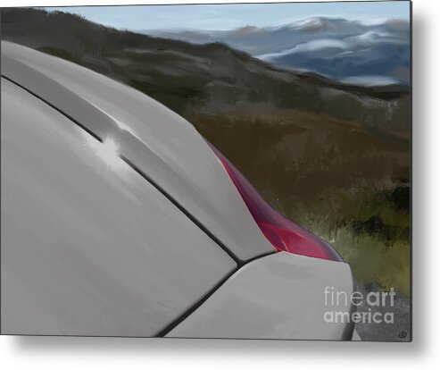 Hand Drawn Metal Print featuring the digital art Porsche Boxster 981 Curves Digital Oil Painting - Grey by Moospeed Art