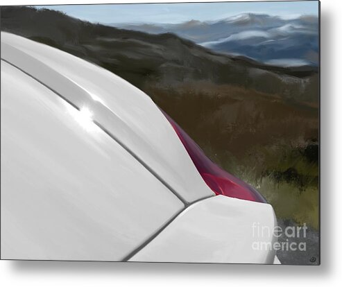 Hand Drawn Metal Print featuring the digital art Porsche Boxster 981 Curves Digital Oil Painting - Polar White by Moospeed Art