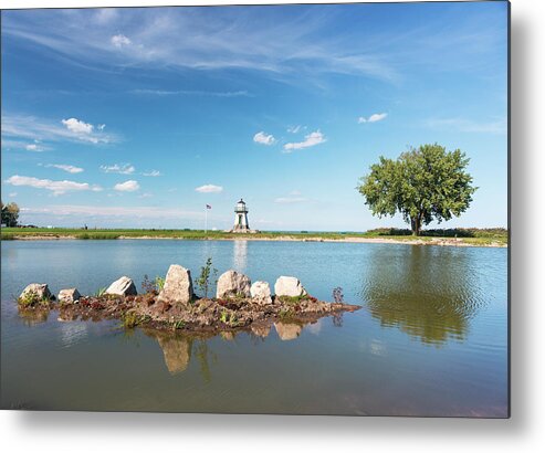 Port Clinton Lighthouse Metal Print featuring the photograph Port Clinton Lighthouse and Pond 2 by Marianne Campolongo