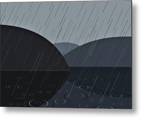 Raining Metal Print featuring the digital art Pouring Down by Fatline Graphic Art