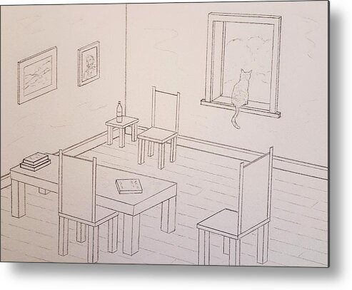 Sketch Metal Print featuring the drawing Provence Parlor by John Klobucher