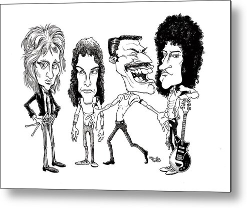 Caricature Metal Print featuring the drawing Queen by Mike Scott
