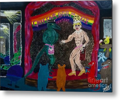 Lgbtq Metal Print featuring the painting Queens bar muscle contest by David Westwood