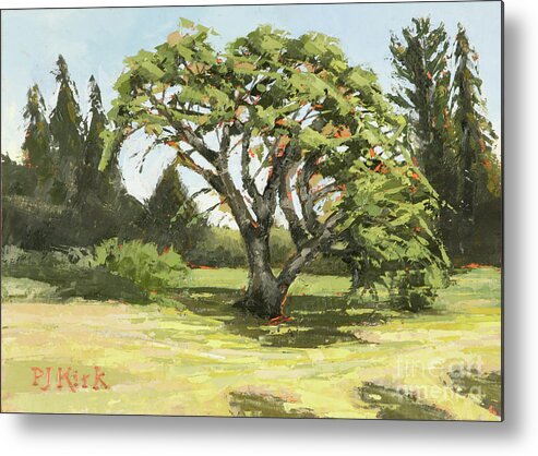 Landscape Metal Print featuring the painting Ragle Ranch Oak by PJ Kirk