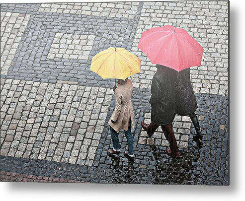Umbrellas Metal Print featuring the photograph Rainy day in Heidelberg by Tatiana Travelways