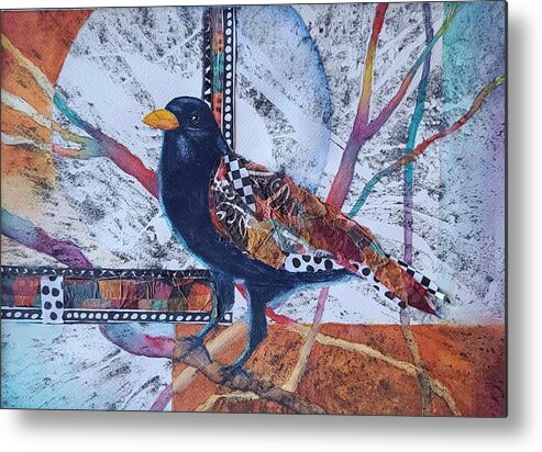 Spirit Guide Metal Print featuring the mixed media Raven Spirit Guide by Terry Ann Morris