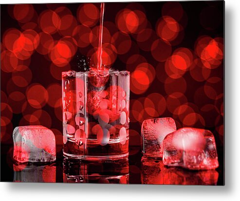 Red Metal Print featuring the photograph Red Bokeh Toast by Sylvia Goldkranz