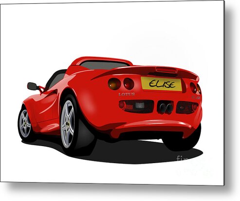 Sports Car Metal Print featuring the digital art Red S1 Series One Elise Classic Sports Car by Moospeed Art