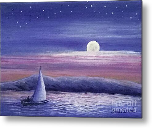 Relying Metal Print featuring the painting Relying on the Moon by Sarah Irland