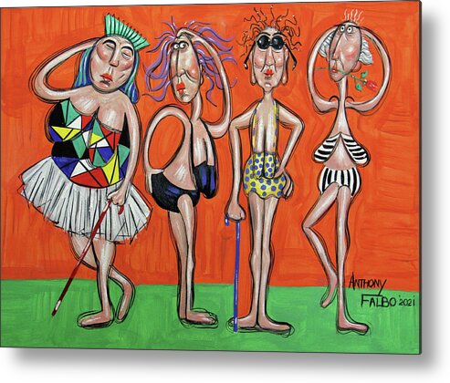 Swimsuit Models Metal Print featuring the painting Retired Swimsuit Models by Anthony Falbo