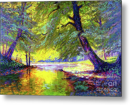 Tree Metal Print featuring the painting River of Gold by Jane Small