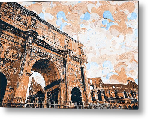 Rome Metal Print featuring the painting Rome - The Arch of Constantine - 06 by AM FineArtPrints