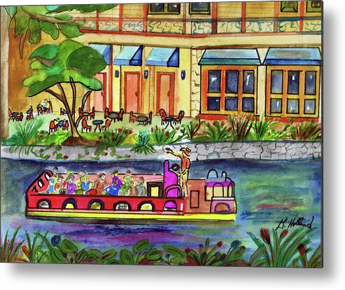 Cruise Metal Print featuring the painting SA Riverwalk Cruise by Genevieve Holland
