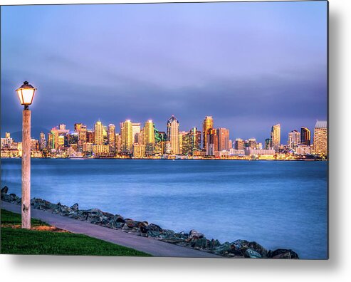 San Diego Metal Print featuring the photograph San Diego Skyline By Lamplight by Joseph S Giacalone