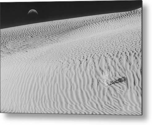 Sand Metal Print featuring the photograph Sand Dunes At Monument Valley BW by Susan Candelario