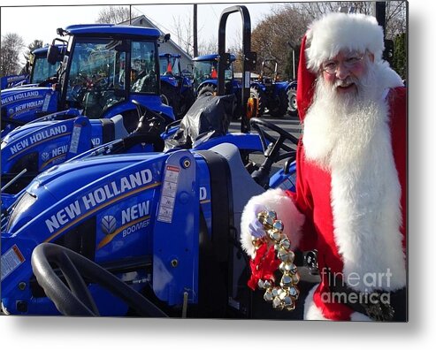 Your Favorite Santa Rw Metal Print featuring the photograph Santa RW Blue Tractors by GJ Glorijean