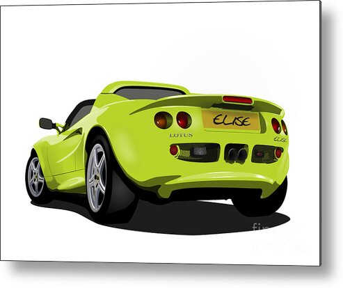 Sports Car Metal Print featuring the digital art Scandal Green S1 Series One Elise Classic Sports Car by Moospeed Art