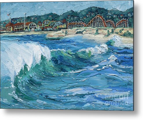 Impasto Metal Print featuring the painting Seabright Surf, 2021 by PJ Kirk