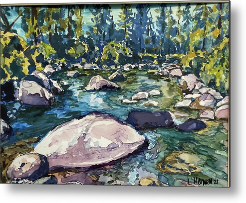 Yellowstone Park Metal Print featuring the painting Secret Spot in Yellowstone Park by Les Herman