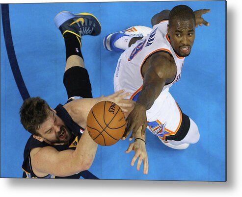 Playoffs Metal Print featuring the photograph Serge Ibaka and Marc Gasol by Ronald Martinez