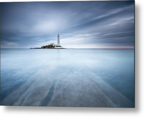 St Mary's Lighthouse Metal Print featuring the photograph Sliver - St Mary's Lighthouse by Anita Nicholson