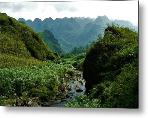 Valley Metal Print featuring the photograph Small river in the mountains of Vietnam by Robert Bociaga