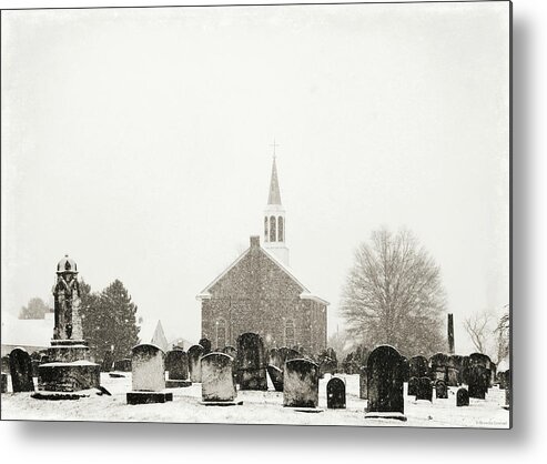 Snowy Graveyard Metal Print featuring the photograph Snowy Graveyard by Dark Whimsy