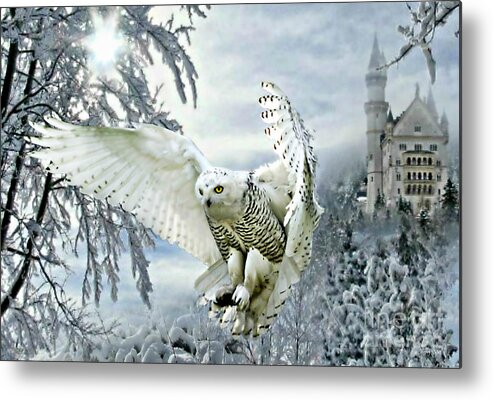 Snowy Owl Metal Print featuring the mixed media Snowy Owl by Morag Bates