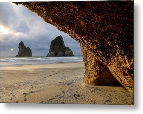 Wharariki Beach Metal Print featuring the photograph Castles Of Sand - Farewell Spit, South Island. New Zealand by Earth And Spirit