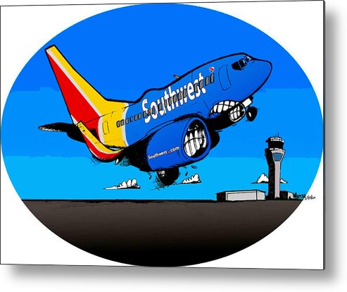 Boeing Metal Print featuring the drawing Southwest 737 by Michael Hopkins