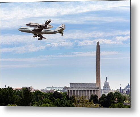 North America Metal Print featuring the photograph Space Shuttle Discovery over Washington DC by Steven Heap
