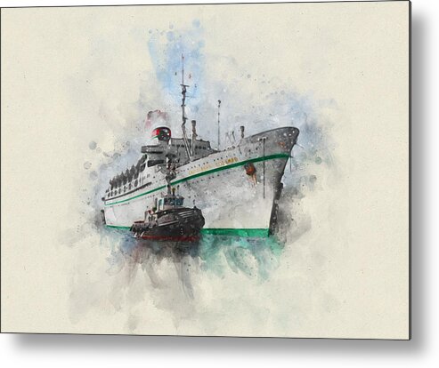 Steamer Metal Print featuring the digital art S.S. Cristoforo Colombo by Geir Rosset