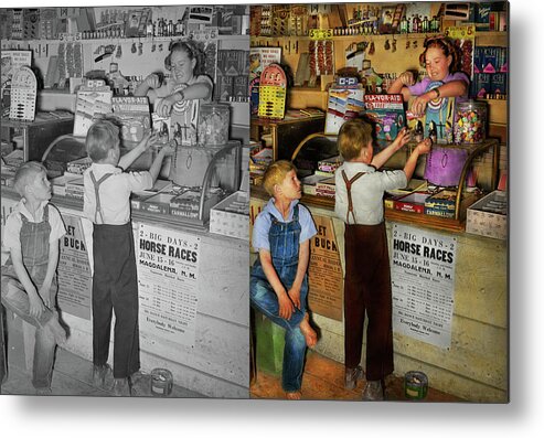 Kids Metal Print featuring the photograph Store - Candy for both of us 1940 - Side by Side by Mike Savad