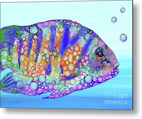 Fish Metal Print featuring the mixed media Strange Fish Design 183 by Lucie Dumas
