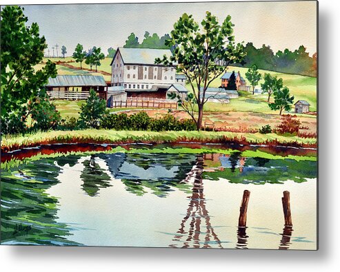 Farm Metal Print featuring the painting Summer's Last Morning by Mick Williams
