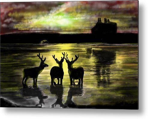 Scottish Landscape Metal Print featuring the digital art Sundown on a Loch by Rob Hartman