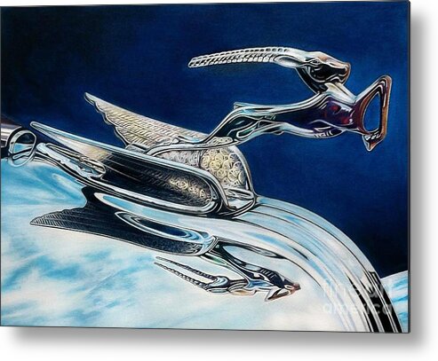Ram Hood Ornament Image Metal Print featuring the drawing Take the Leap by David Neace