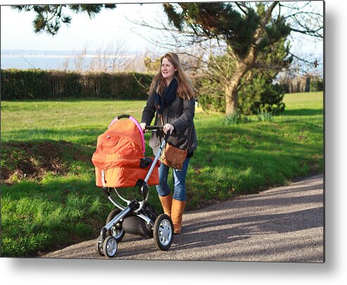 Mid Adult Metal Print featuring the photograph Taking baby for a walk. by s0ulsurfing - Jason Swain