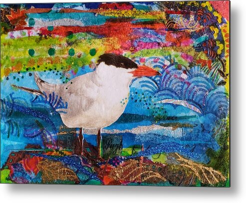 Tern Metal Print featuring the mixed media Tern Portrait by Deborah Cherrin